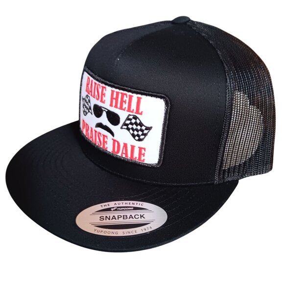 New Vtg Y2K Raise Hell Praise Dale Black Snapback Hat With Mesh Back - Picture 2 of 7